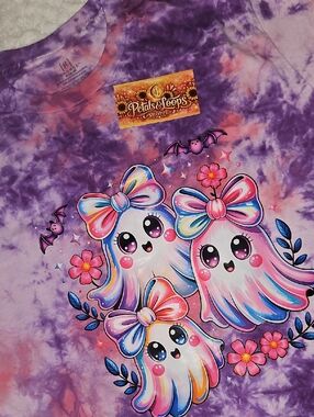 George Purple Tie-Dye Cute Ghosts Graphic Tee